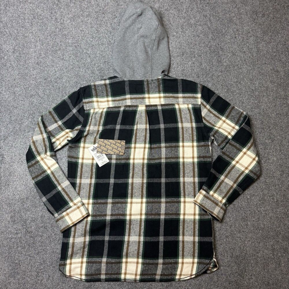 VANS Flannel Hoodie Lopes Boys XL Plaid Button Up Long Sleeve Outdoor Skater IY6 - Picture 4 of 8